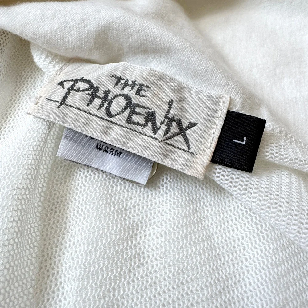 The Phoenix Cardigan Women Large White Solid Casual Mesh Panel Cotton USA‎ Made